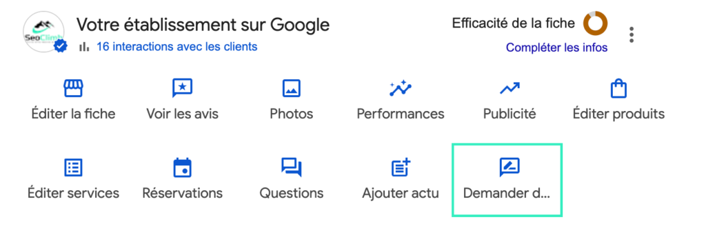 Demander des avis sur la fiche Google Business Profile